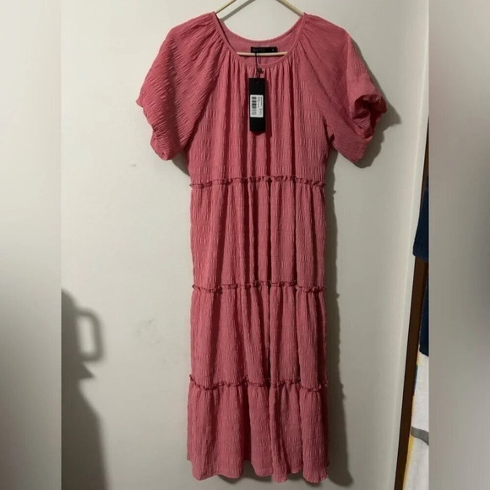 Mikarose Serena Flamingo Pink Dress Size medium  Brand new with tags, never worn